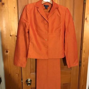 Gorgeous Ann Taylor 55% Linen Orange Shimmery Suit Wide Leg Pants
